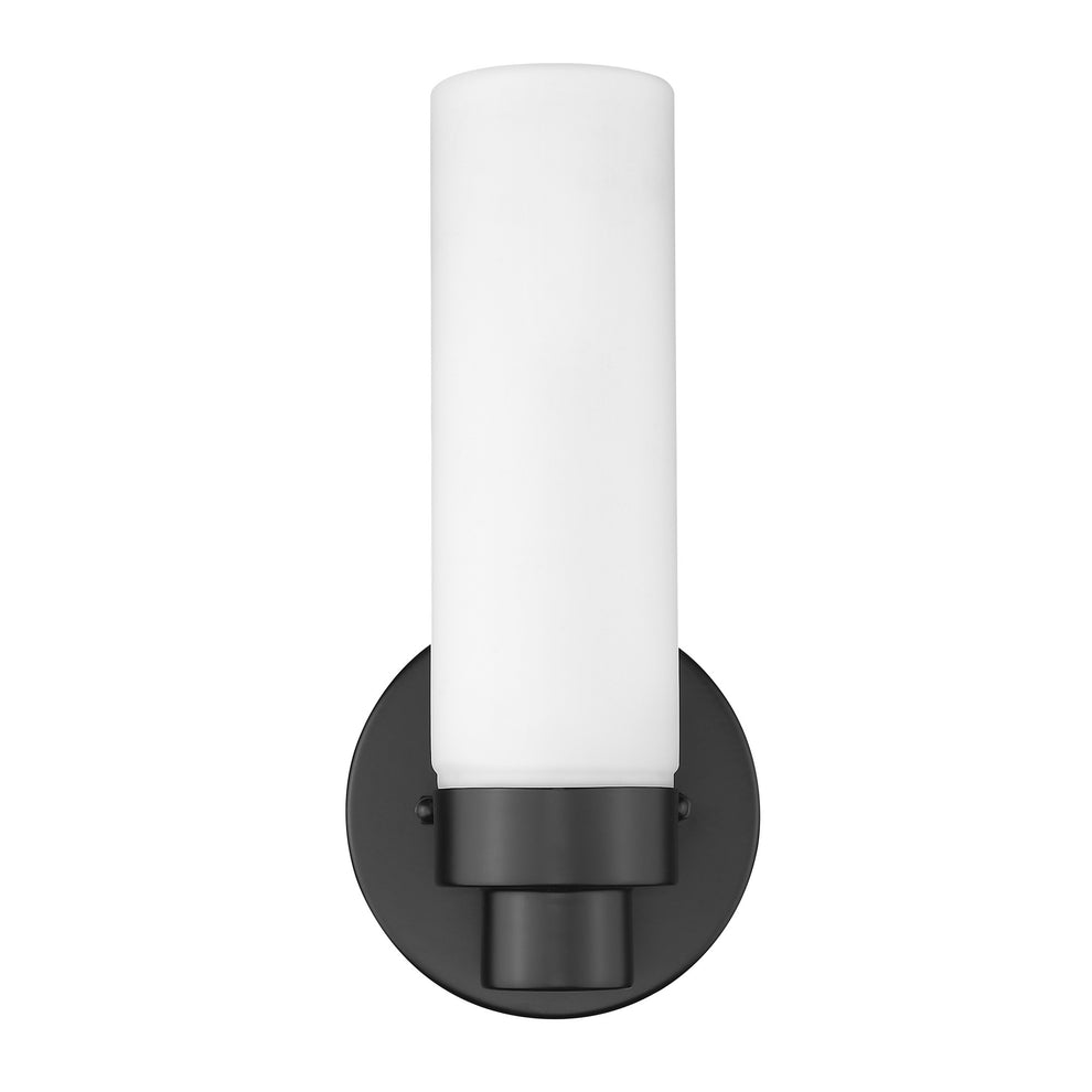 Matte Black Wall Light with Narrow Frosted Glass Shade By Homeroots | Wall Lamps | Modishstore - 3