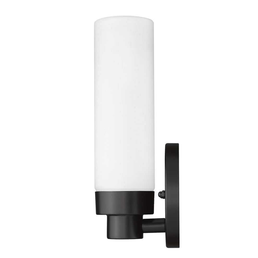 Matte Black Wall Light with Narrow Frosted Glass Shade By Homeroots | Wall Lamps | Modishstore - 5