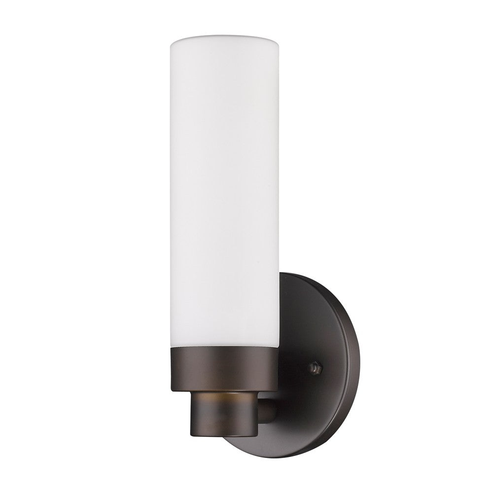 Bronze Wall Light with Narrow Frosted Glass Shade By Homeroots | Wall Lamps | Modishstore
