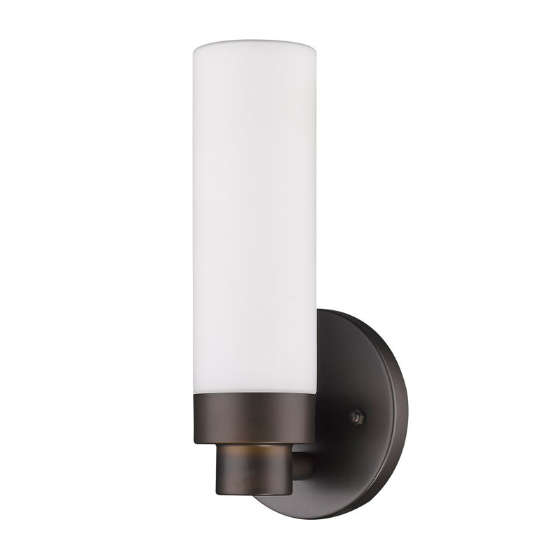Bronze Wall Light with Narrow Frosted Glass Shade By Homeroots | Wall Lamps | Modishstore