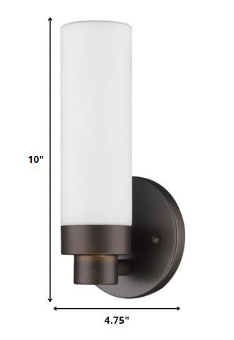 Bronze Wall Light with Narrow Frosted Glass Shade By Homeroots | Wall Lamps | Modishstore - 2