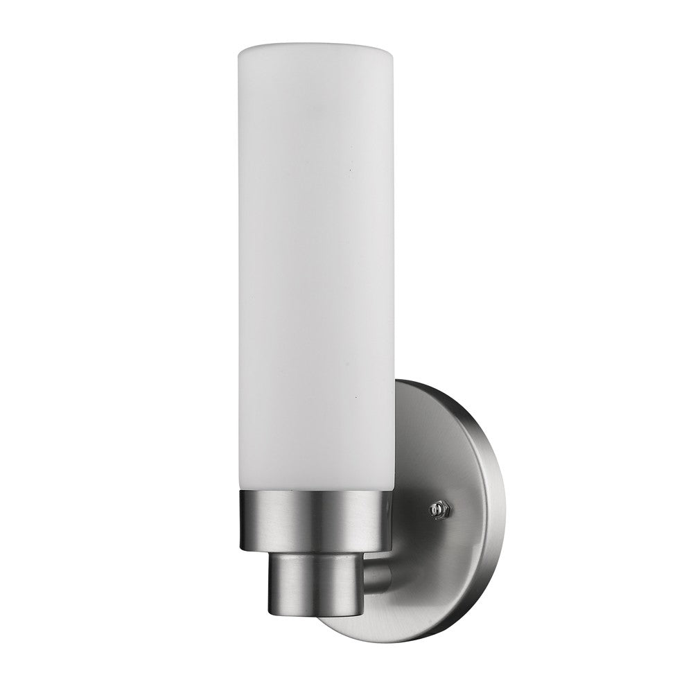 Silver Wall Light with Narrow Frosted Glass Shade By Homeroots | Wall Lamps | Modishstore