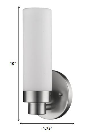 Silver Wall Light with Narrow Frosted Glass Shade By Homeroots | Wall Lamps | Modishstore - 2