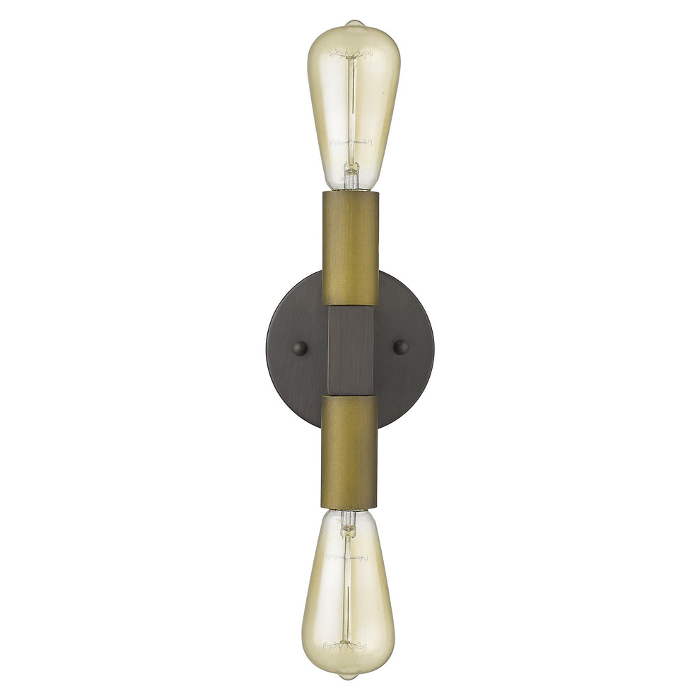 Two Light Brass and Wood Wall Sconce By Homeroots | Sconces | Modishstore - 2