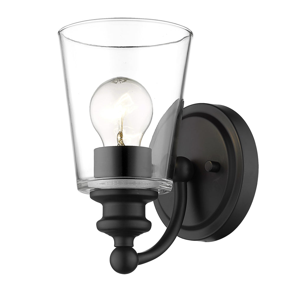One Light Matte Black Glass Shade Wall Sconce By Homeroots | Sconces | Modishstore - 2