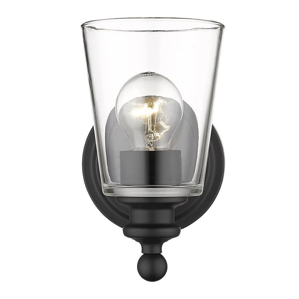 One Light Matte Black Glass Shade Wall Sconce By Homeroots | Sconces | Modishstore - 4