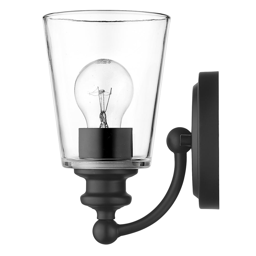 One Light Matte Black Glass Shade Wall Sconce By Homeroots | Sconces | Modishstore - 5