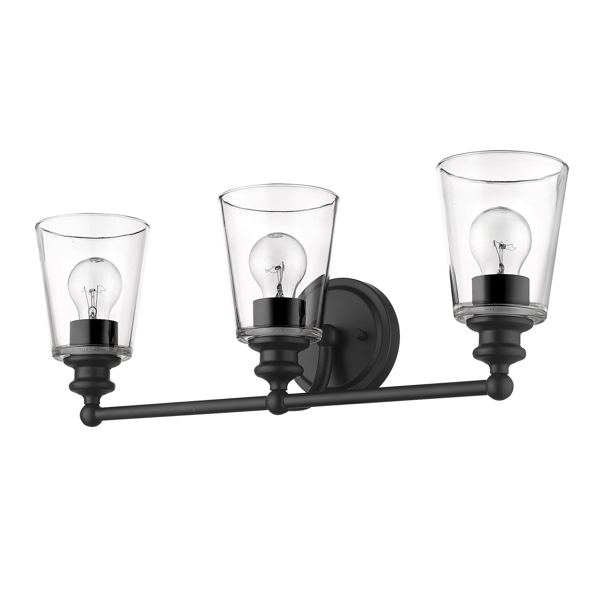 Three Light Matte Black Glass Shade Wall Sconce By Homeroots | Sconces | Modishstore