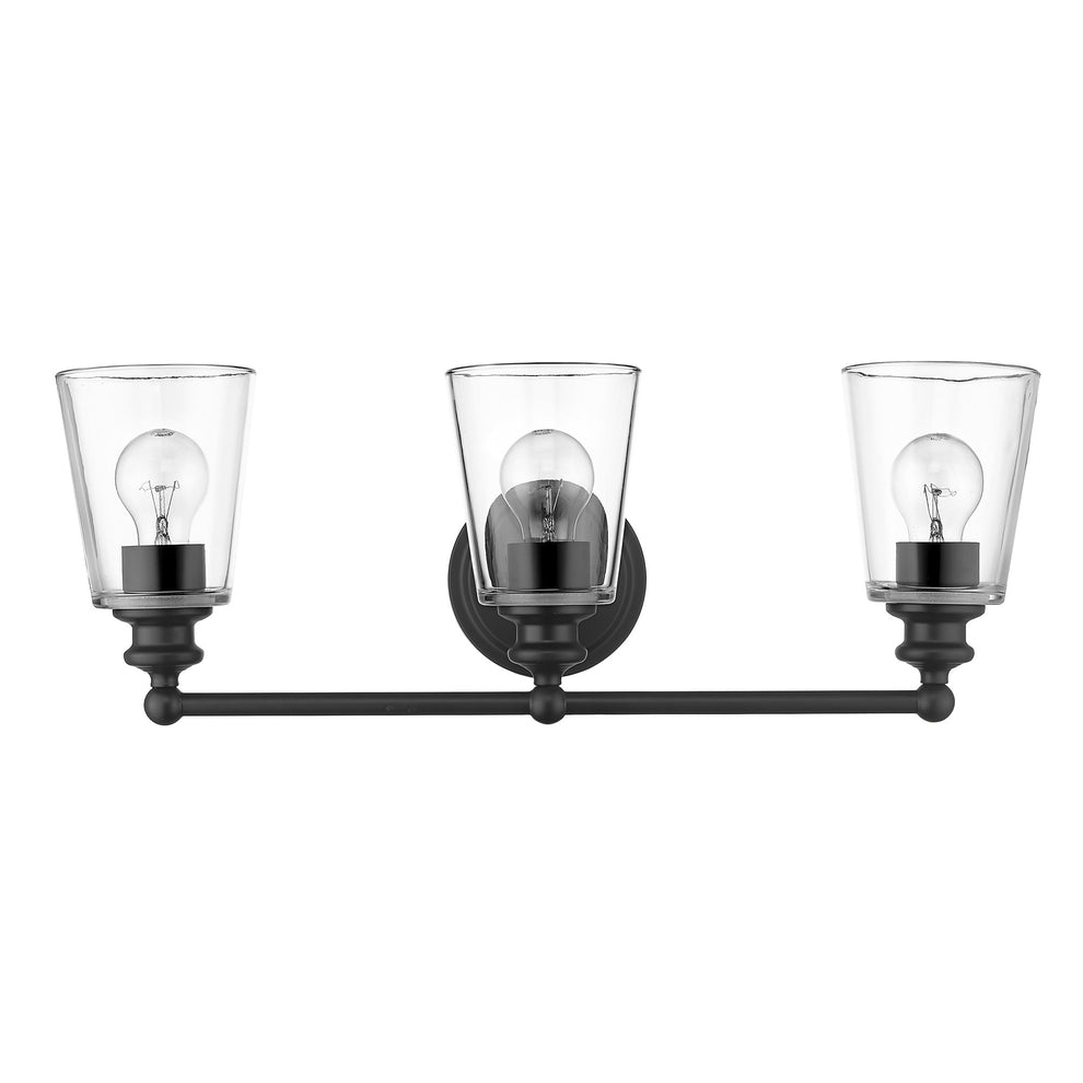 Three Light Matte Black Glass Shade Wall Sconce By Homeroots | Sconces | Modishstore - 3