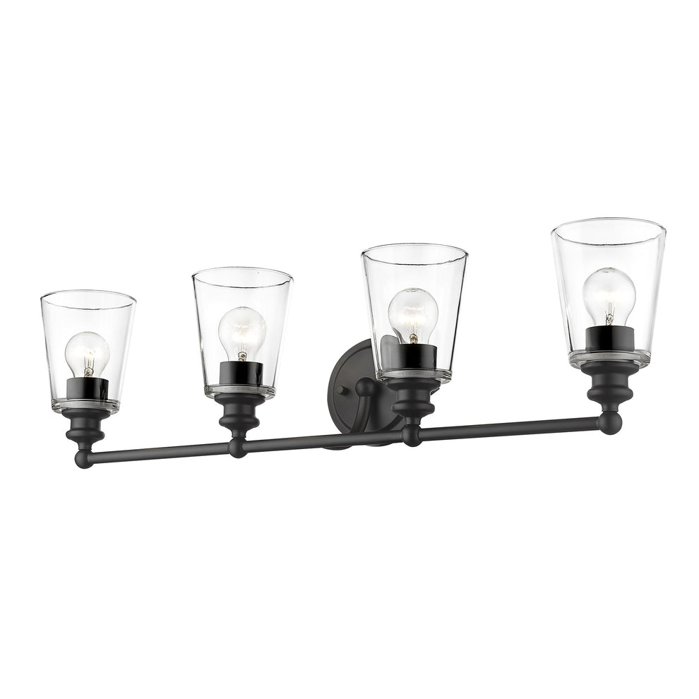 Ceil 4-Light Matte Black Vanity By Homeroots | Vanity Light | Modishstore - 2