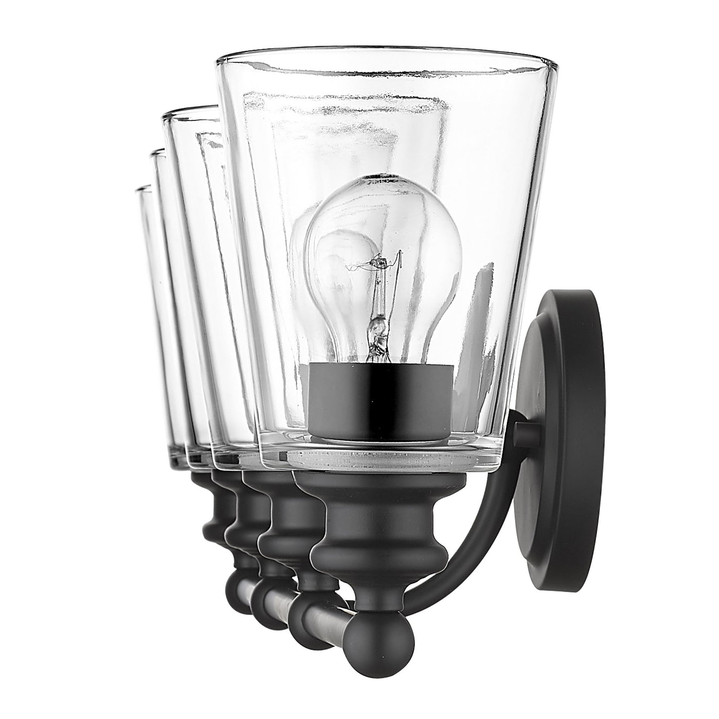 Ceil 4-Light Matte Black Vanity By Homeroots | Vanity Light | Modishstore - 5