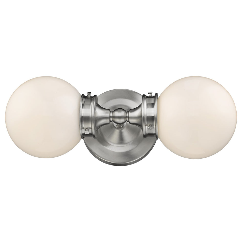 Two Light Silver Wall Sconce with Round Frosted Glass Shade By Homeroots | Sconces | Modishstore - 3