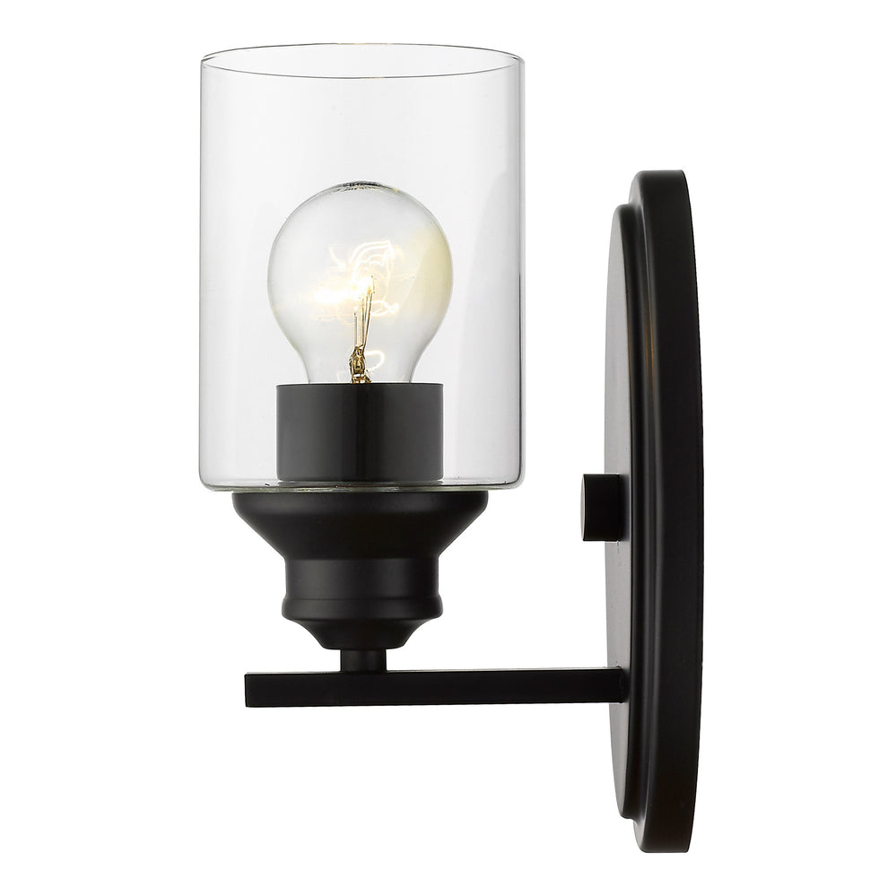 One Light Matte Black Wall Light with Clear Glass Shade By Homeroots | Wall Lamps | Modishstore - 2