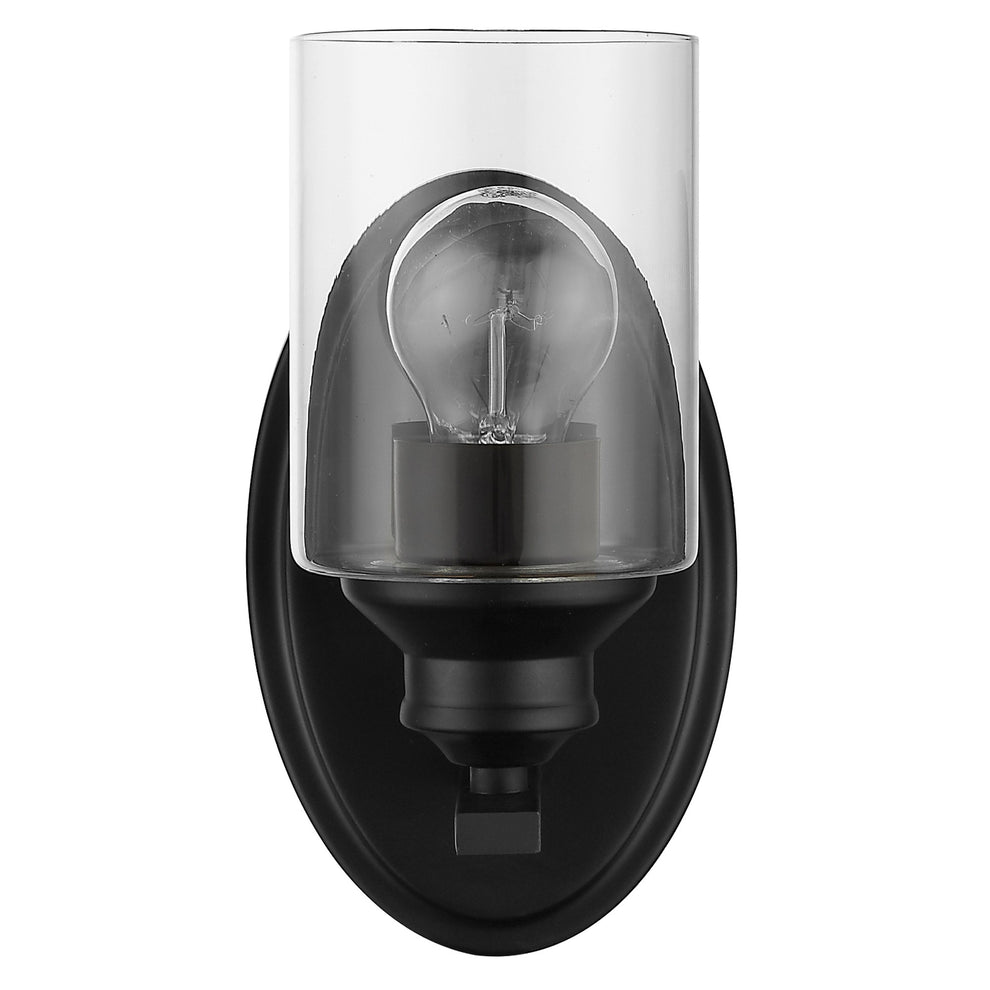 One Light Matte Black Wall Light with Clear Glass Shade By Homeroots | Wall Lamps | Modishstore - 3