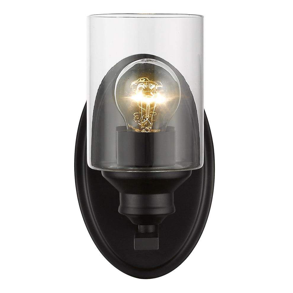 One Light Matte Black Wall Light with Clear Glass Shade By Homeroots | Wall Lamps | Modishstore - 4
