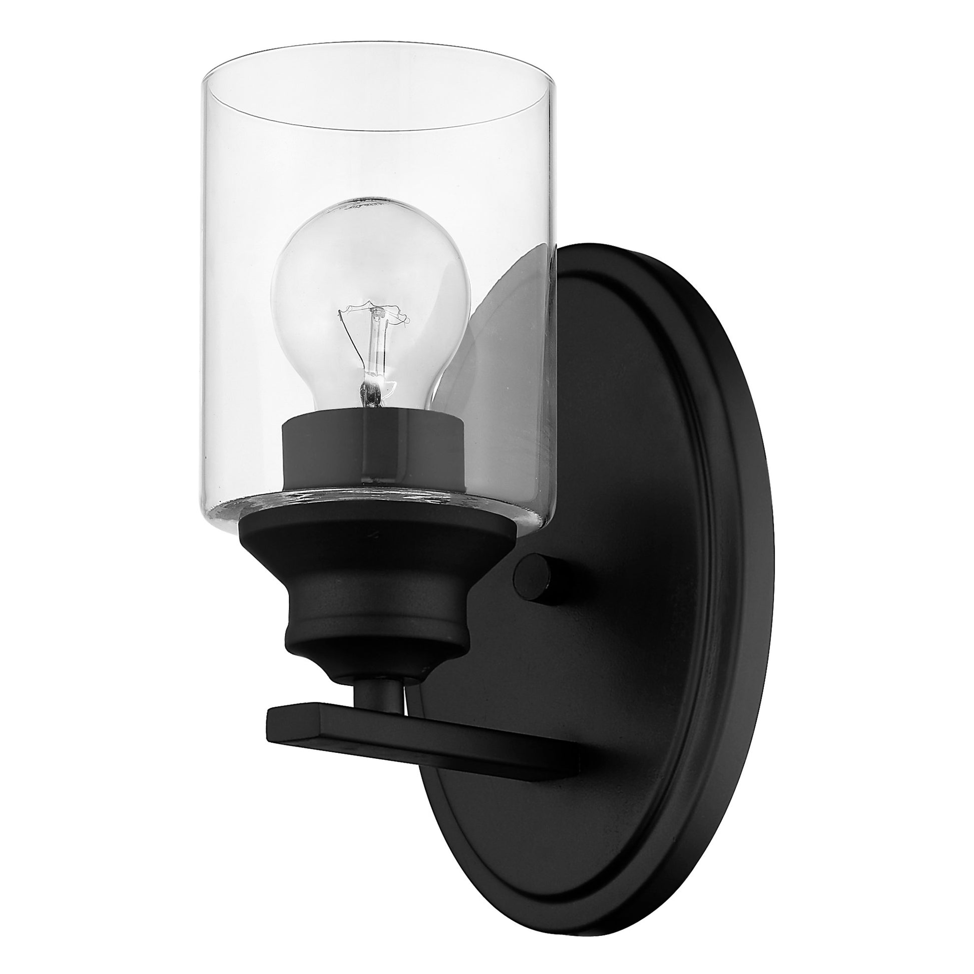 One Light Matte Black Wall Light with Clear Glass Shade By Homeroots | Wall Lamps | Modishstore - 5