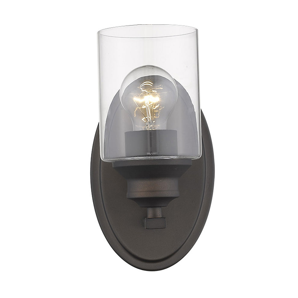 One Light Bronze Wall Light with Clear Glass Shade By Homeroots | Wall Lamps | Modishstore - 4