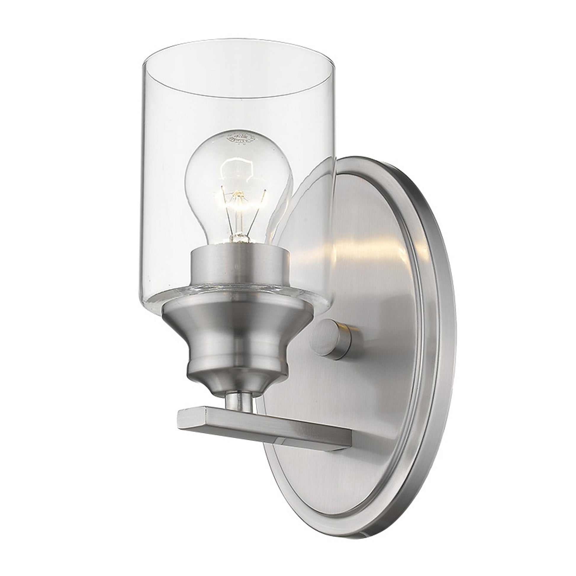 One Light Silver Wall Light with Clear Glass Shade By Homeroots | Wall Lamps | Modishstore