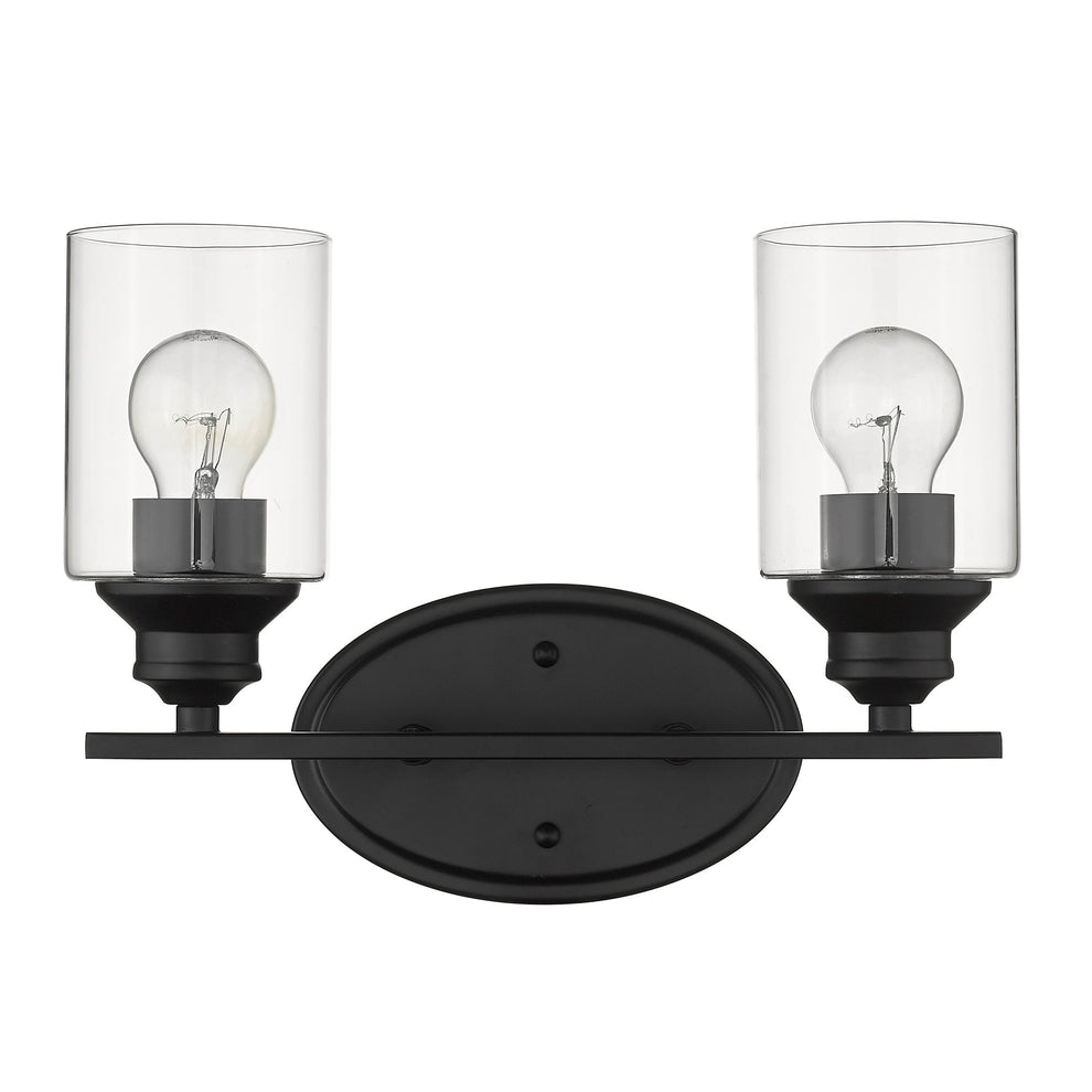 Two Light Matte Black Wall Light with Clear Glass Shade By Homeroots | Wall Lamps | Modishstore - 3