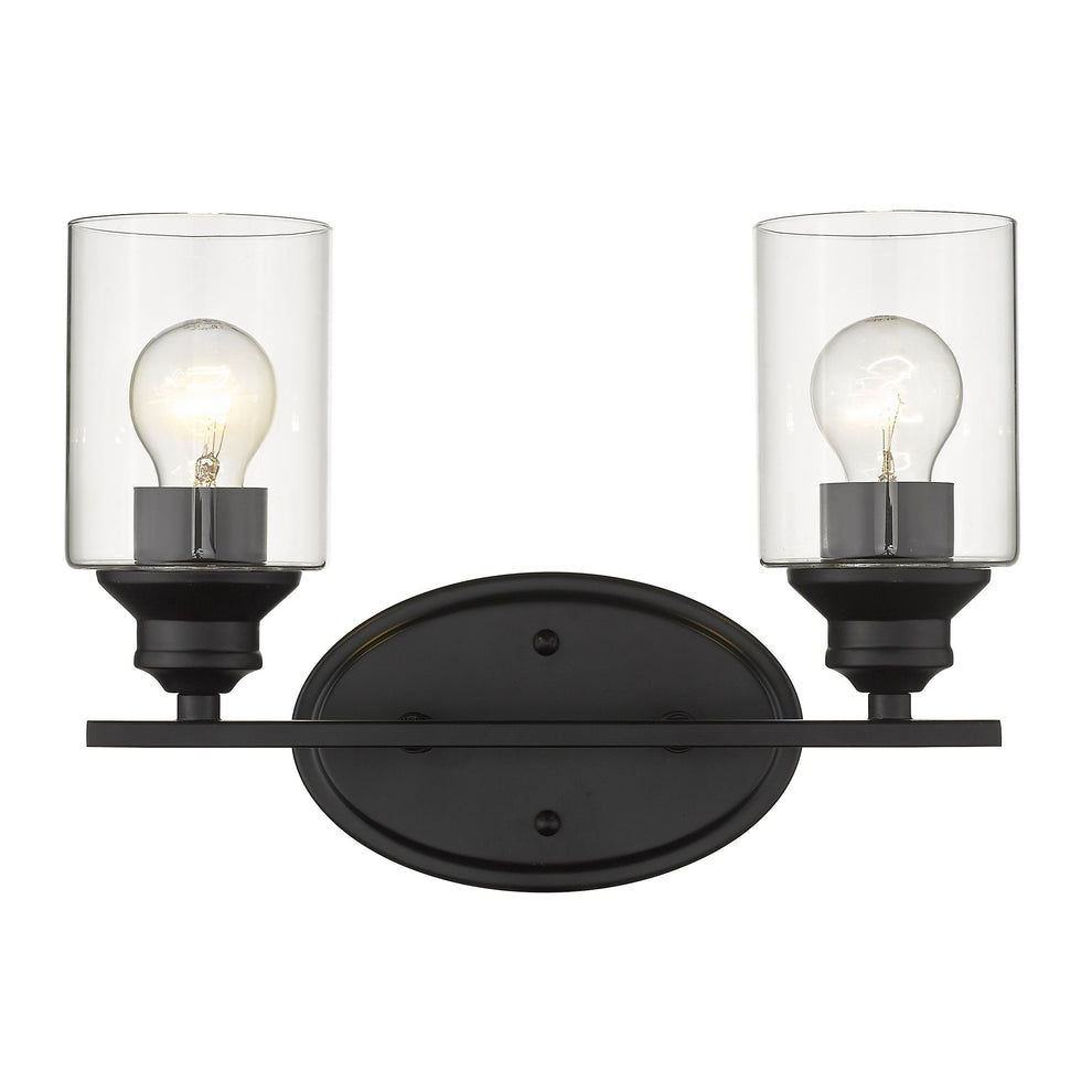 Two Light Matte Black Wall Light with Clear Glass Shade By Homeroots | Wall Lamps | Modishstore - 4