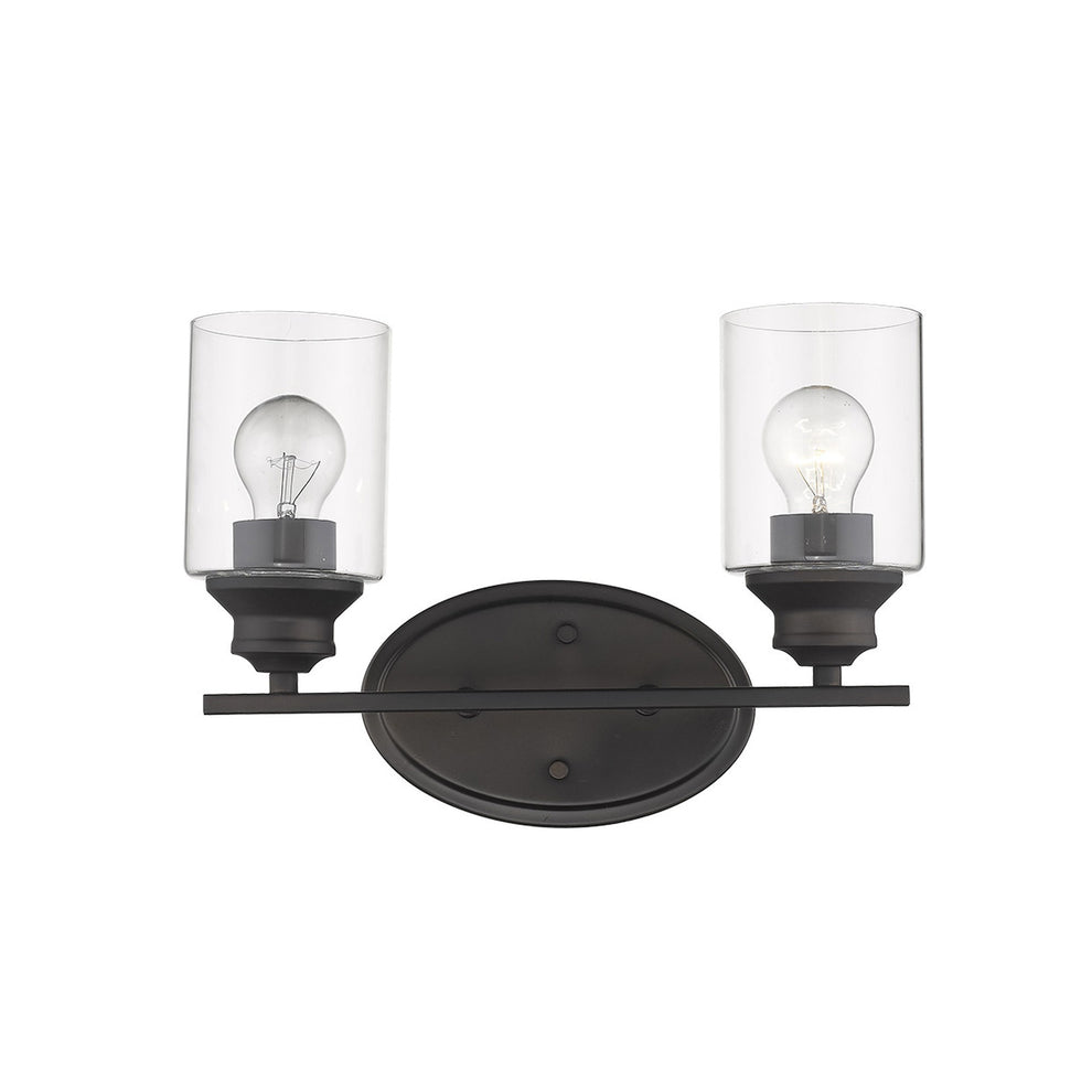 Two Light Bronze Wall Light with Clear Glass Shade By Homeroots | Wall Lamps | Modishstore - 2