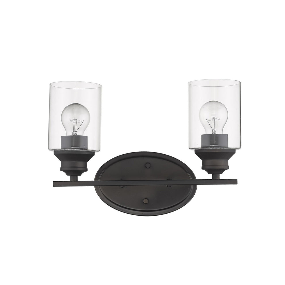 Two Light Bronze Wall Light with Clear Glass Shade By Homeroots | Wall Lamps | Modishstore - 3