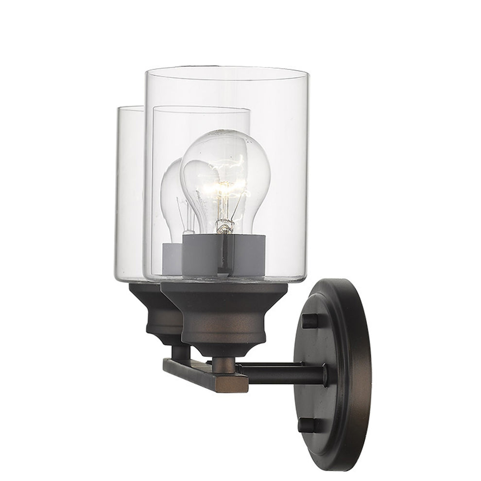 Two Light Bronze Wall Light with Clear Glass Shade By Homeroots | Wall Lamps | Modishstore - 4