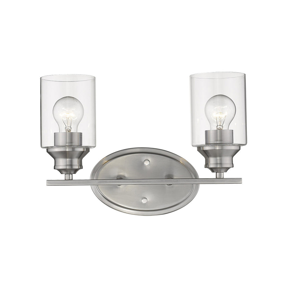 Two Light Silver Wall Light with Clear Glass Shade By Homeroots | Wall Lamps | Modishstore - 2