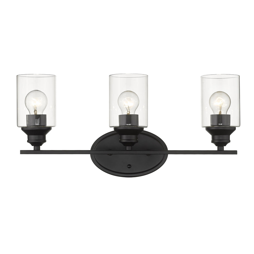 Three Light Matte Black Wall Light with Clear Glass Shade By Homeroots | Wall Lamps | Modishstore - 4