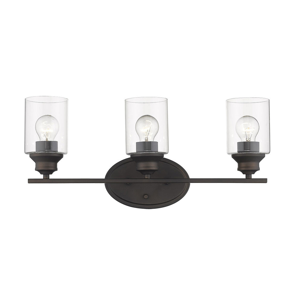 Three Light Bronze Wall Light with Clear Glass Shade By Homeroots | Wall Lamps | Modishstore - 2