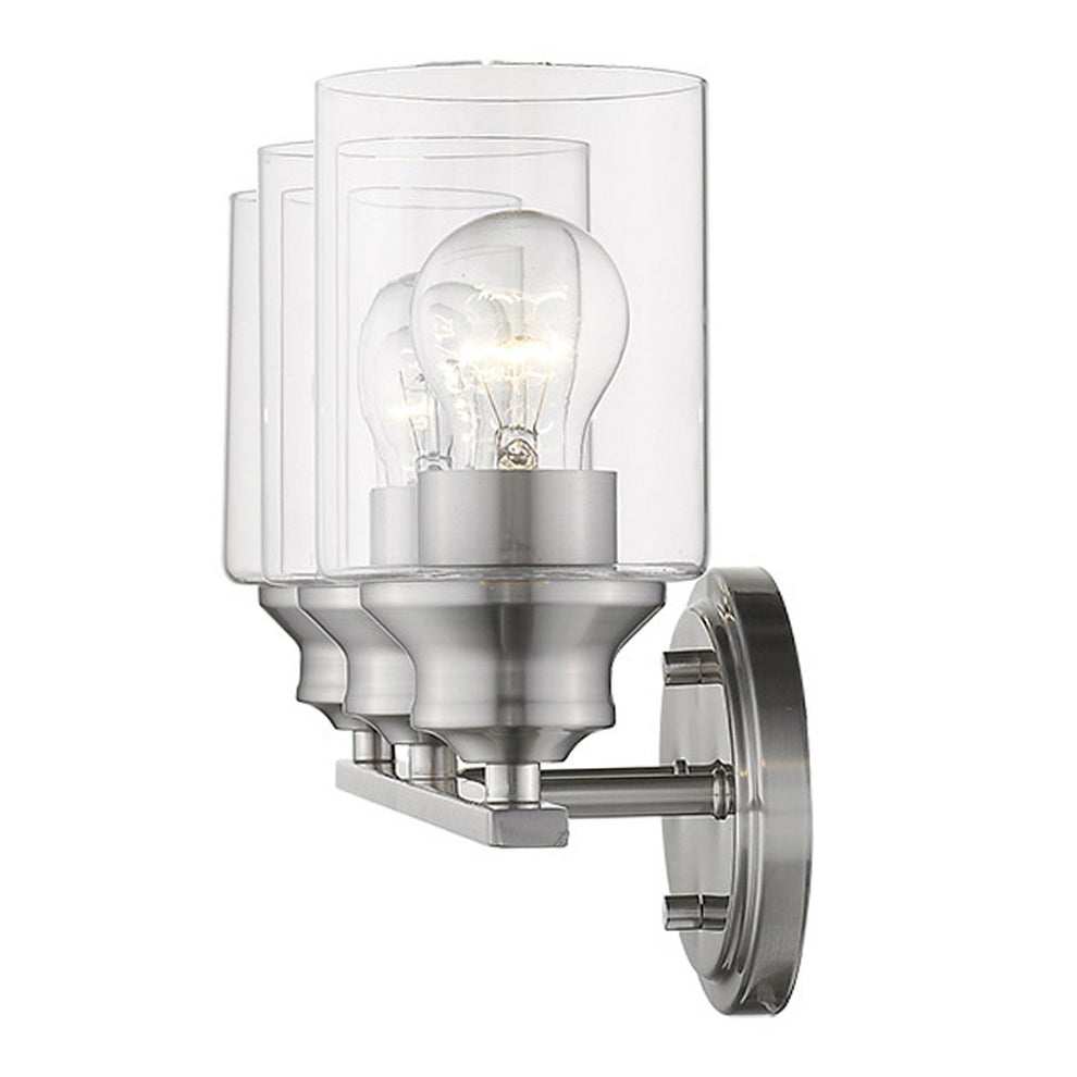 Three Light Silver Wall Light with Clear Glass Shade By Homeroots | Wall Lamps | Modishstore - 4