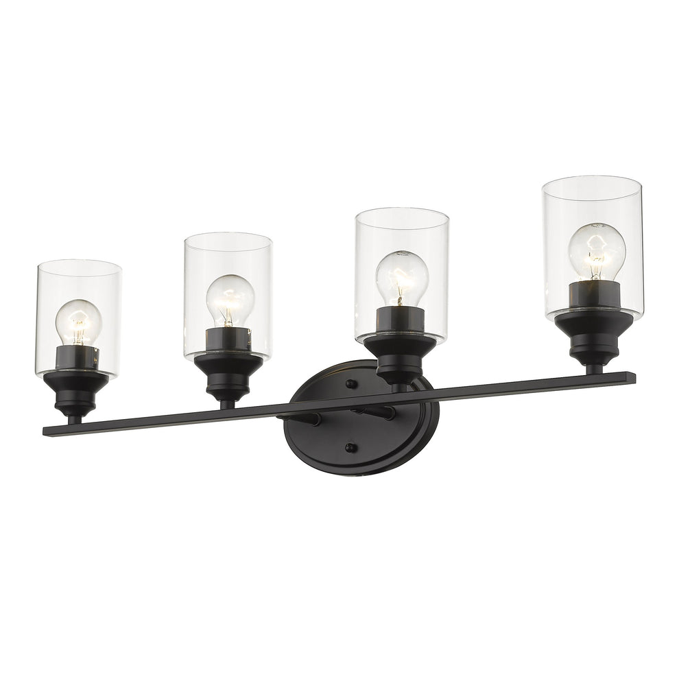 Four Light Matte Black Wall Light with Clear Glass Shade By Homeroots | Wall Lamps | Modishstore - 2