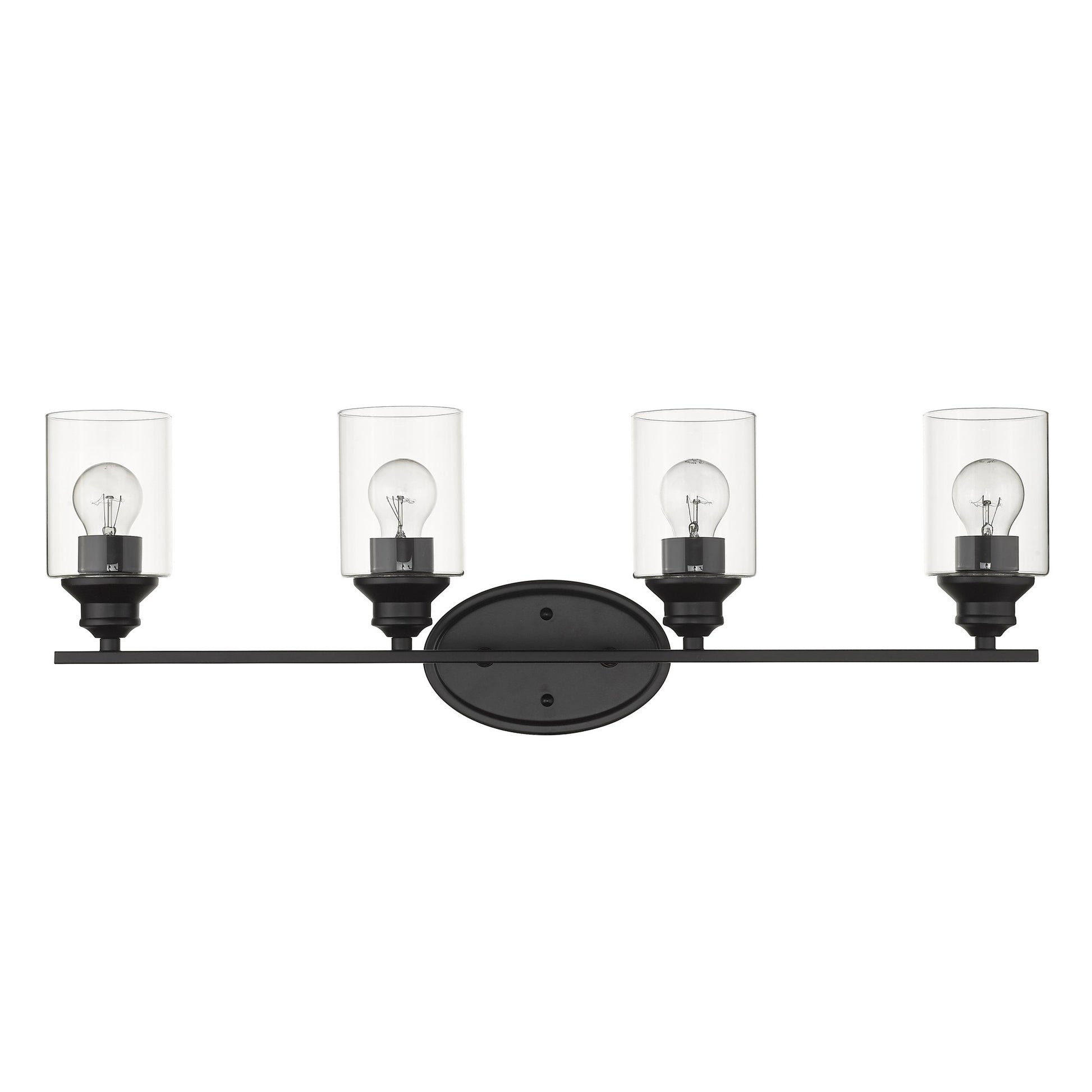 Four Light Matte Black Wall Light with Clear Glass Shade By Homeroots | Wall Lamps | Modishstore - 3