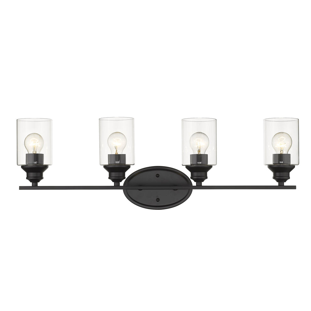 Four Light Matte Black Wall Light with Clear Glass Shade By Homeroots | Wall Lamps | Modishstore - 4
