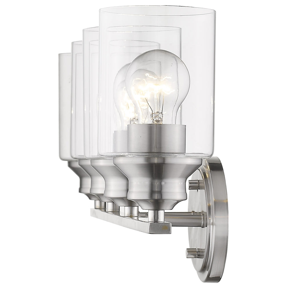 Four Light Silver Wall Light with Clear Glass Shade By Homeroots | Wall Lamps | Modishstore - 4