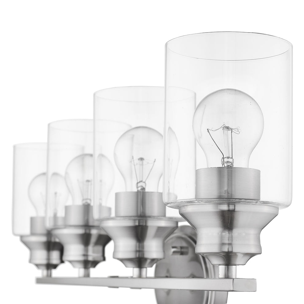 Four Light Silver Wall Light with Clear Glass Shade By Homeroots | Wall Lamps | Modishstore - 5