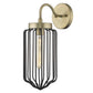 Gold and Black Metal Cage Wall Sconce By Homeroots | Sconces | Modishstore - 2