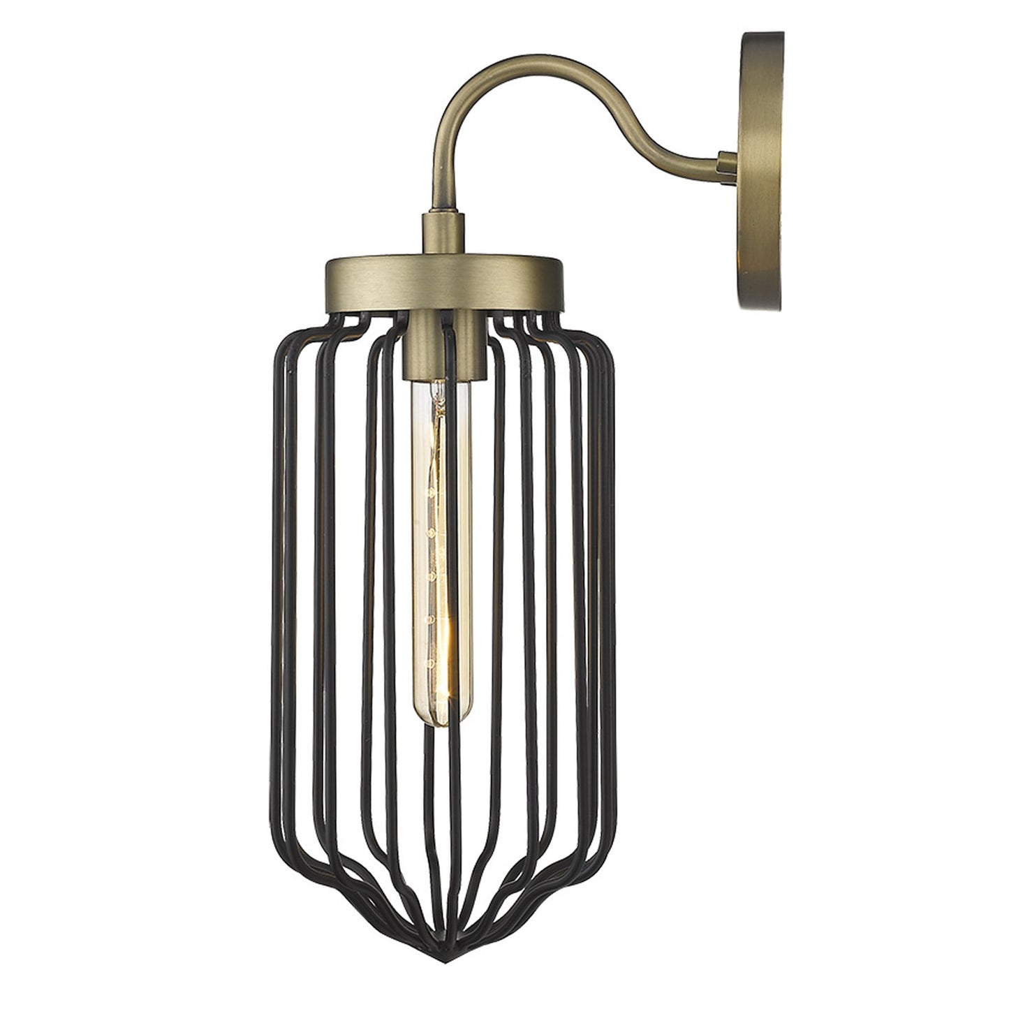 Gold and Black Metal Cage Wall Sconce By Homeroots | Sconces | Modishstore - 6