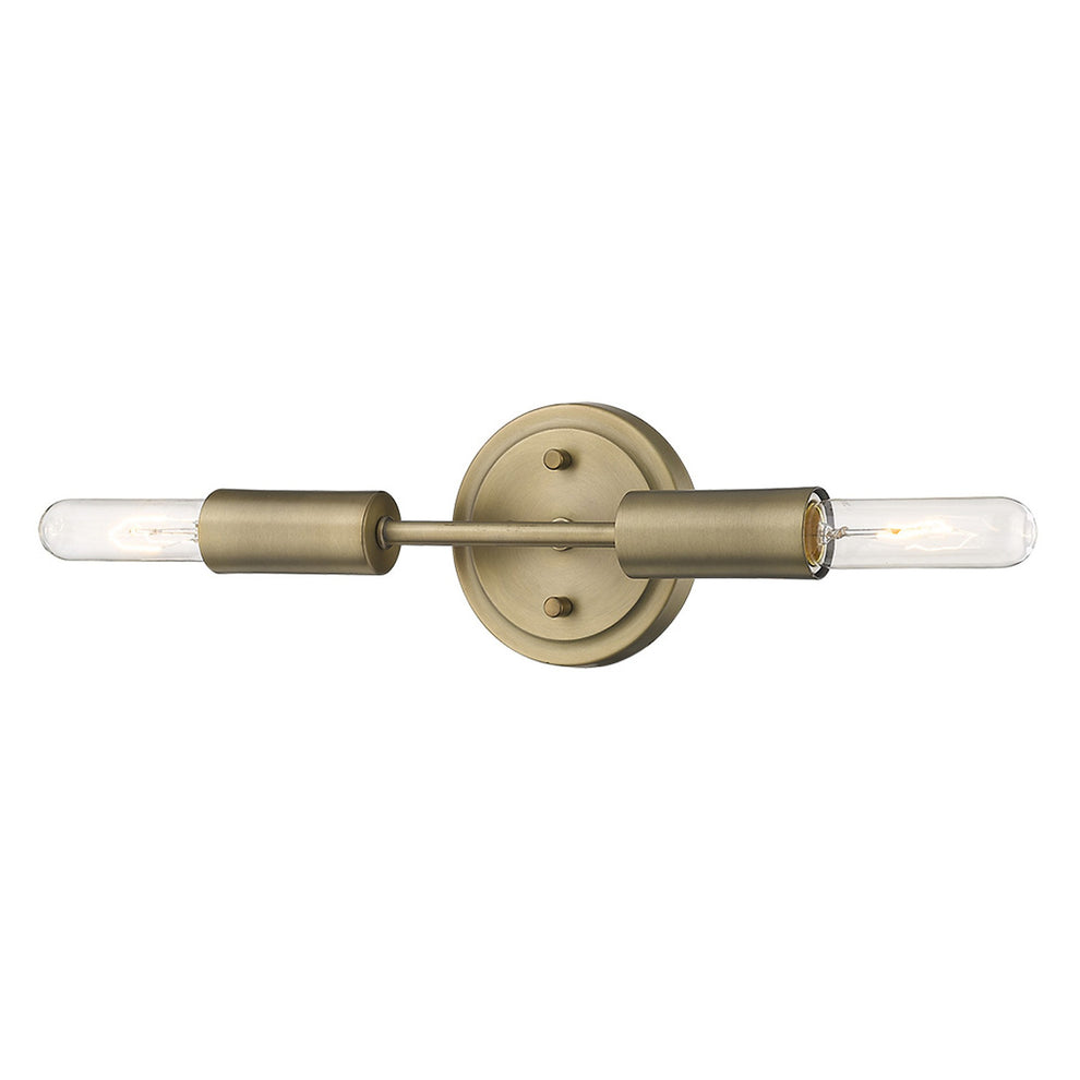 Two Light Dull Gold Narrow Bulb Wall Light By Homeroots | Wall Lamps | Modishstore - 2