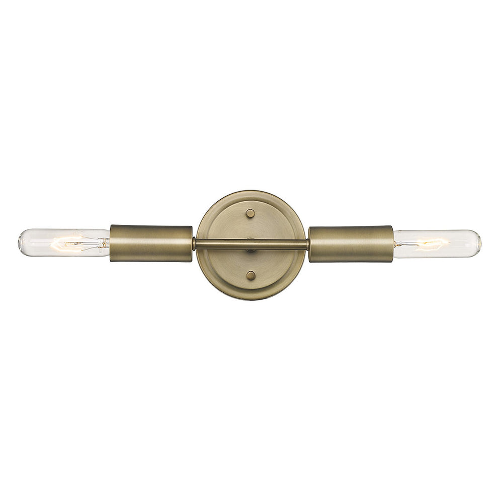 Two Light Dull Gold Narrow Bulb Wall Light By Homeroots | Wall Lamps | Modishstore - 3