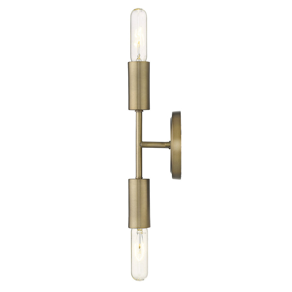 Two Light Dull Gold Narrow Bulb Wall Light By Homeroots | Wall Lamps | Modishstore - 4