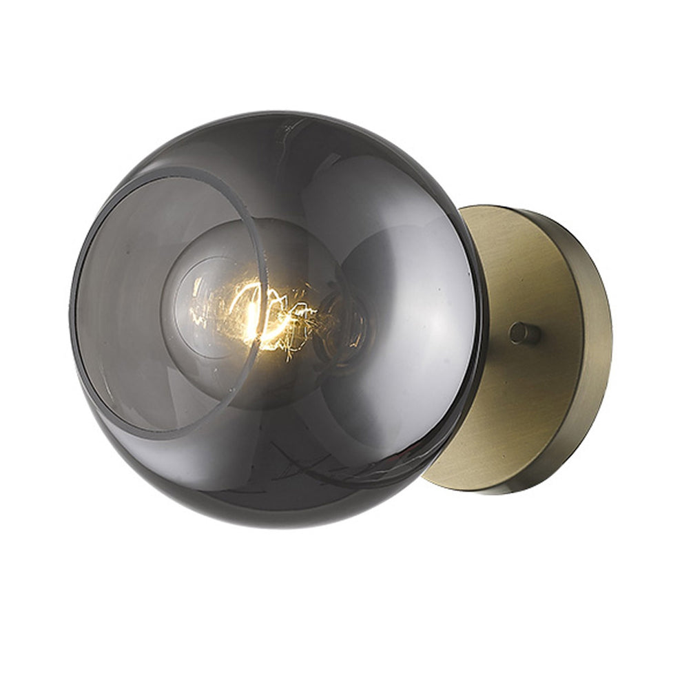 Gold and Smoked Glass Wall Light By Homeroots | Wall Lamps | Modishstore - 2