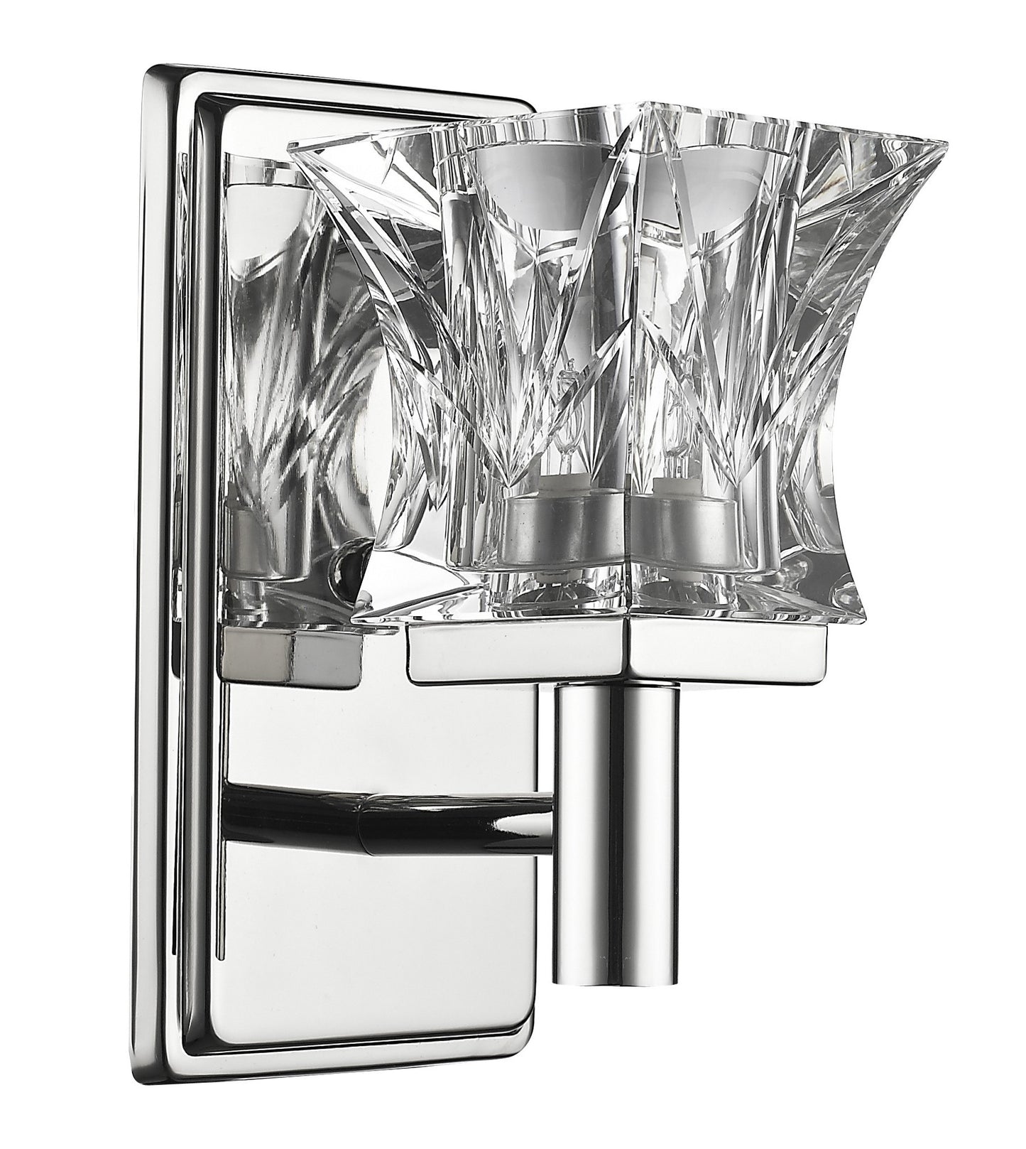 Arabella 1-Light Polished Nickel Sconce With Pressed Crystal Shade By Homeroots