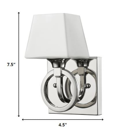 Silver Metal Wall Light with Frosted Glass Shade By Homeroots | Wall Lamps | Modishstore - 2