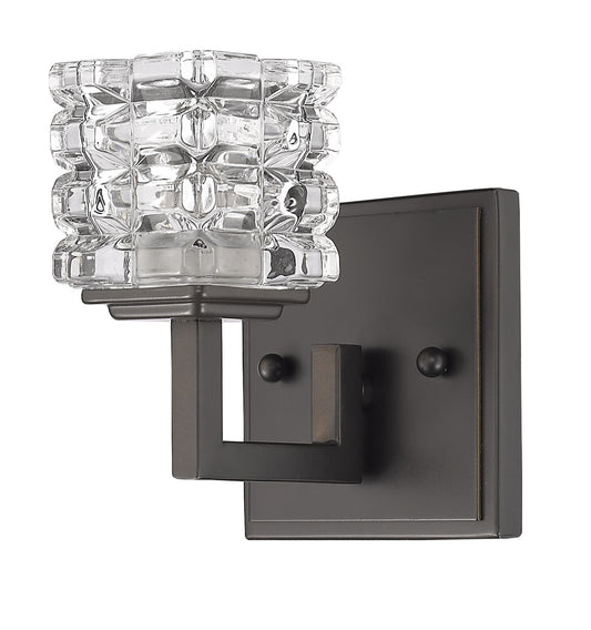 Modern Burnished Dark Bronze and Cubed Crystal Wall Sconce By Homeroots | Sconces | Modishstore