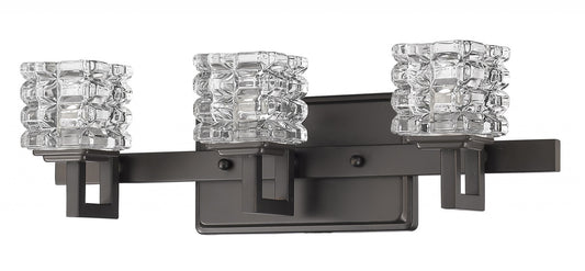 Coralie 3-Light Oil-Rubbed Bronze Sconce With Pressed Crystal Shades By Homeroots