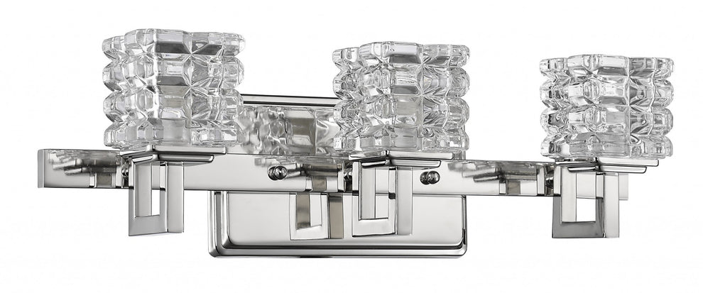 Coralie 3-Light Polished Nickel Sconce With Pressed Crystal Shades By Homeroots | Sconces | Modishstore - 2