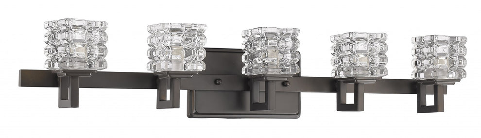 Coralie 5-Light Oil-Rubbed Bronze Sconce With Pressed Crystal Shades By Homeroots | Sconces | Modishstore - 2
