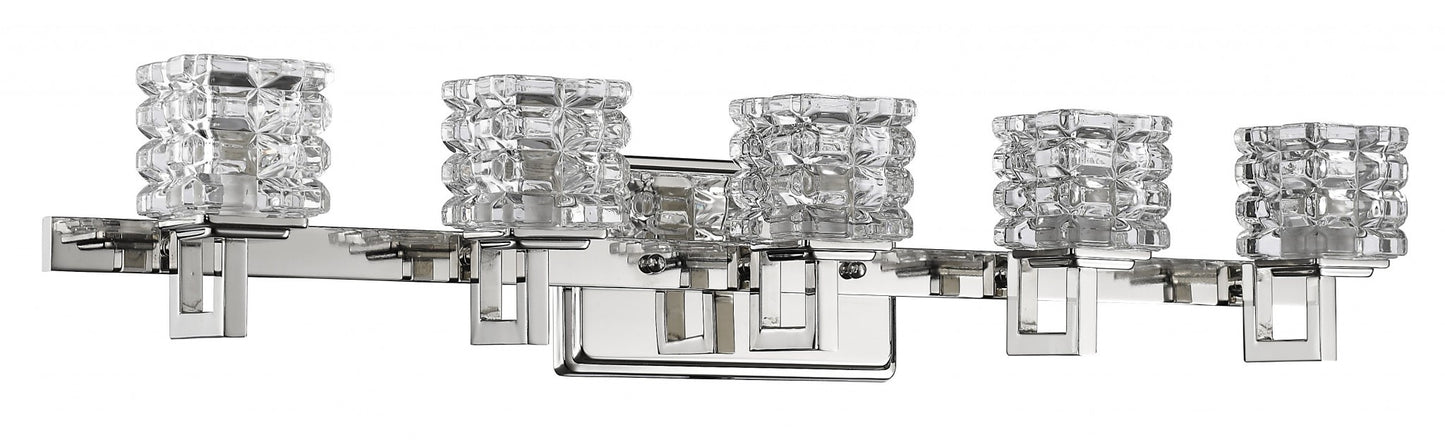 Coralie 5-Light Polished Nickel Sconce With Pressed Crystal Shades By Homeroots