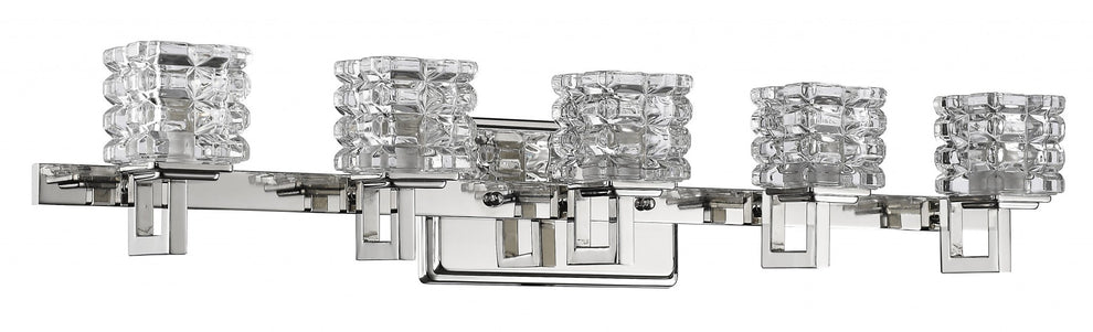 Coralie 5-Light Polished Nickel Sconce With Pressed Crystal Shades By Homeroots | Sconces | Modishstore - 2